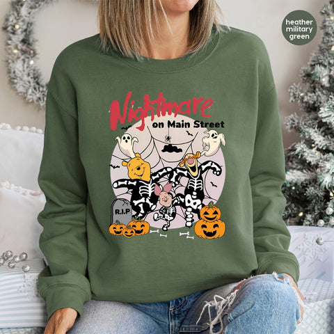 Funny Halloween Cartoon Characters DTF Transfer - Nightmare on Main Street Ready To Press Iron-On for Kids & Family Apparel
