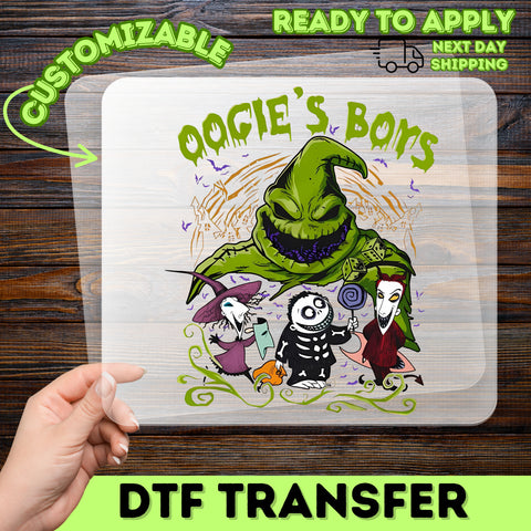 Spooky Oogie's Boys Halloween DTF Transfer Ready To Press Iron-On for T-Shirts Sweatshirts Fun Cartoon Style