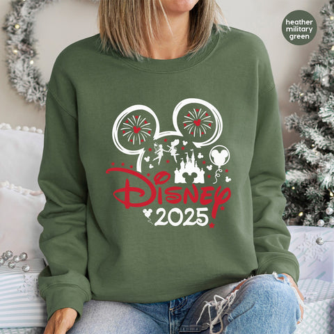 Disney Celebration 2025 Family Trip Shirt DTF Transfer with Fireworks & Mickey Ears Iron-On Ready to Press