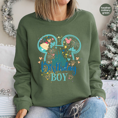 Birthday Boy Cute Magical Castle & Mickey Ears DTF Transfer for Kids Apparel, Ready To Press for Disney Theme Celebration