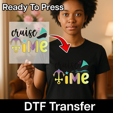 Cruise Vacation Nautical Anchor & Sailboat DTF Transfer - Ready to Press Cute Family Group Cruise T-shirt Design