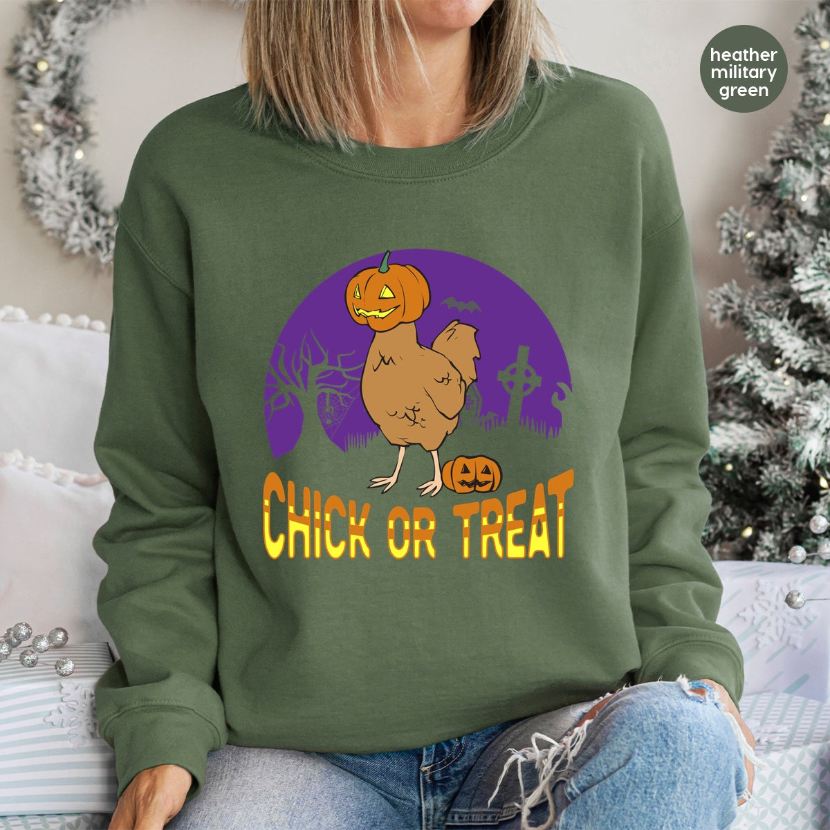 Funny Halloween Chick or Treat DTF Transfer Ready to Press Iron-On for Family & Group Apparel