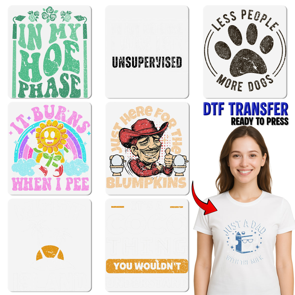 Funny Rustic Vintage Dog Lover DTF Transfer Iron-On, Ready To Press Pet Owner Gift, Cool Canine Apparel T-Shirt