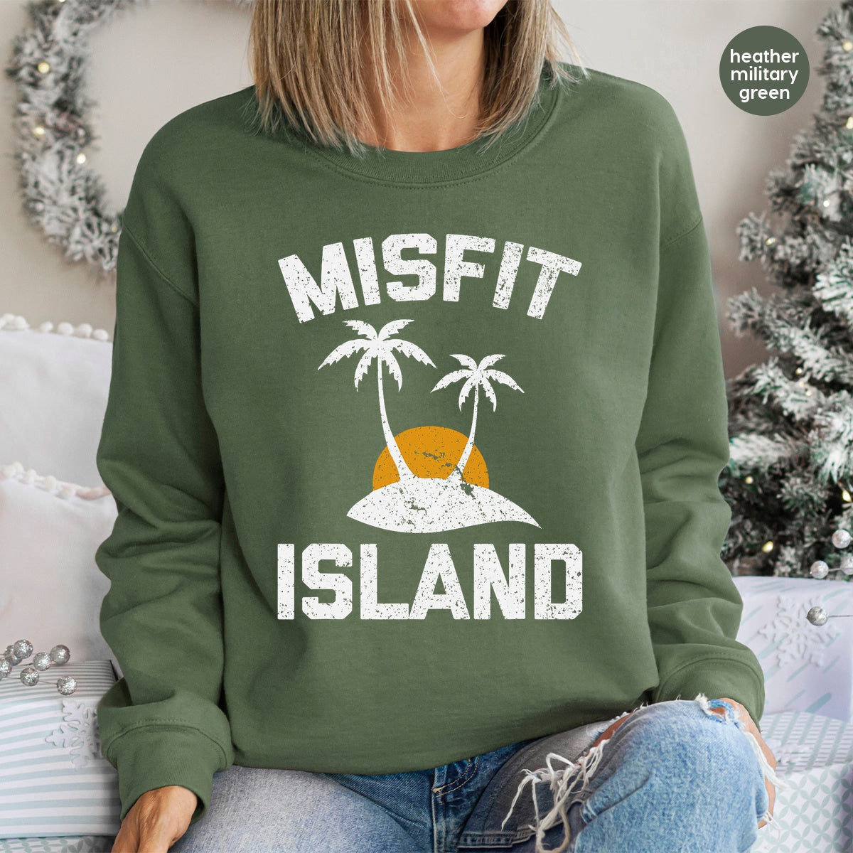 Retro Misfit Island DTF Transfer | Funny Palm Tree Escape for Unique Friends | Ready To Press Iron-On T-Shirt for Beach Parties