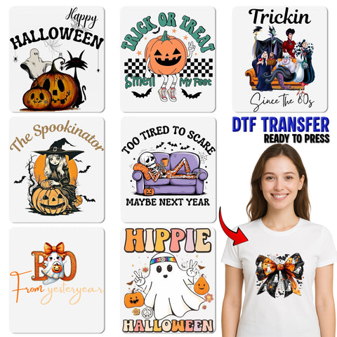 Cute Retro BOO Ghost DTF Transfer Halloween Pumpkin Spice Iron-On for Family & Friends Apparel