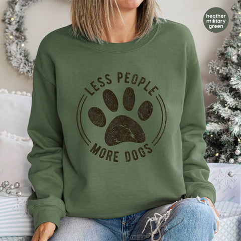 Dog Lover Humor DTF Transfer Iron-On - Less People More Dogs Rustic Sheen for T-Shirts & Apparel - Funny Pet Appreciation Gift