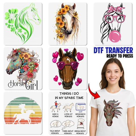 Cute Equestrian Horse Lover DTF Transfer T-shirt | Ready To Press Pony Gift for Riders | Fun & Bold Equestrian Apparel | Dressage & Jumping