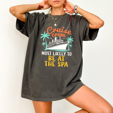 Funny Cruise Vacation DTF Transfer Ready to Press for Family & Friends T-shirt - Retro Cruise Ship & Palm Trees Design