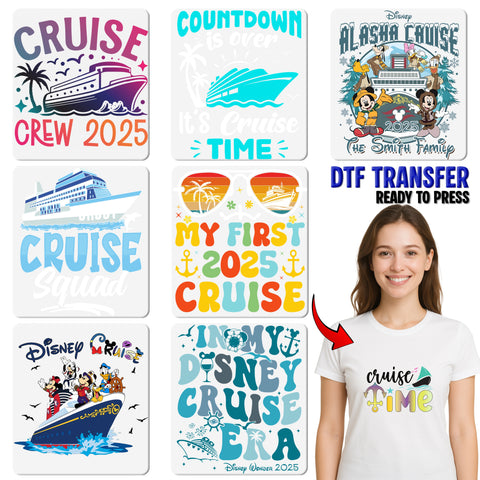 Cruise Squad 2025 Bahamas DTF Transfer Cute Iron-On for Tropical Vacation T-shirt Family & Friends Apparel