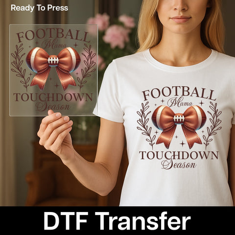 Cute Football Mama Touchdown Season DTF Transfer Iron-On for Women’s Apparel & Shirts | Ready To Press Sports Mom Gift