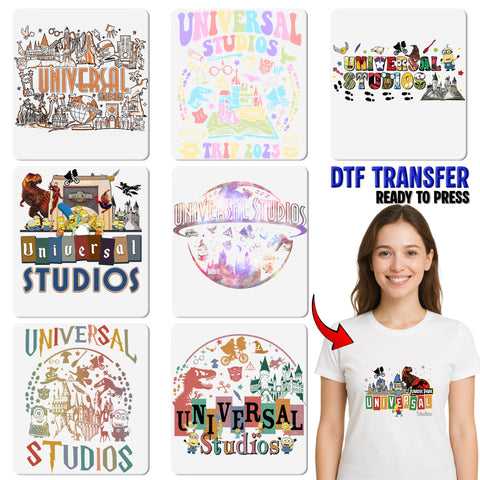 Cute Movie Fan DTF Transfer for Universal Studios Magic Theme Park Shirt | Ready to Press for Family Vacation & Group Outings