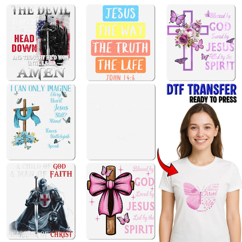Inspirational Biblical Quote Floral DTF Transfer for Christian Apparel - Minimalist Handwritten Psalm 23:2 Ready To Press