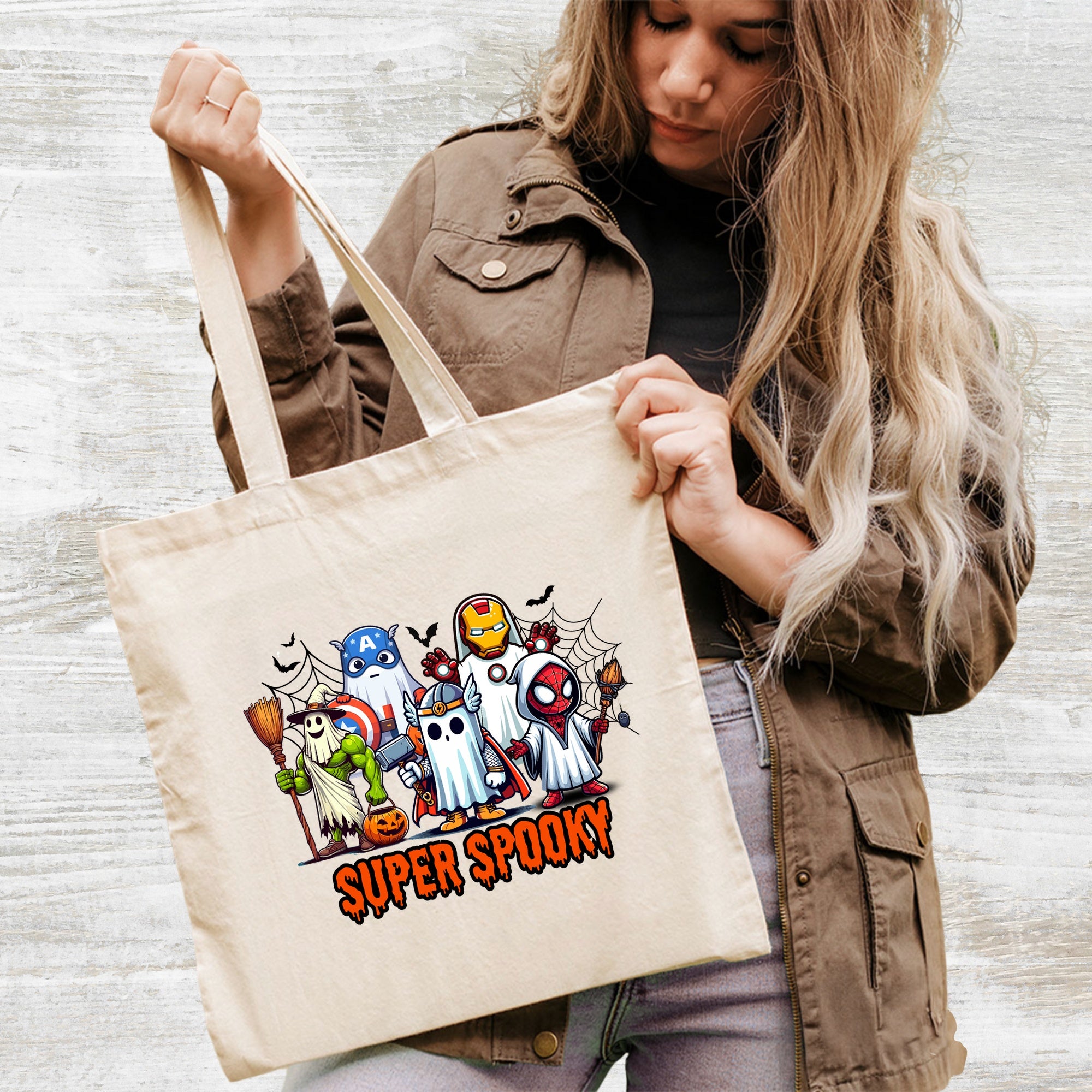 Cute Superhero Ghosts DTF Transfer - Funny Halloween Ready to Press Iron-On for Family & Comic Fans Apparel