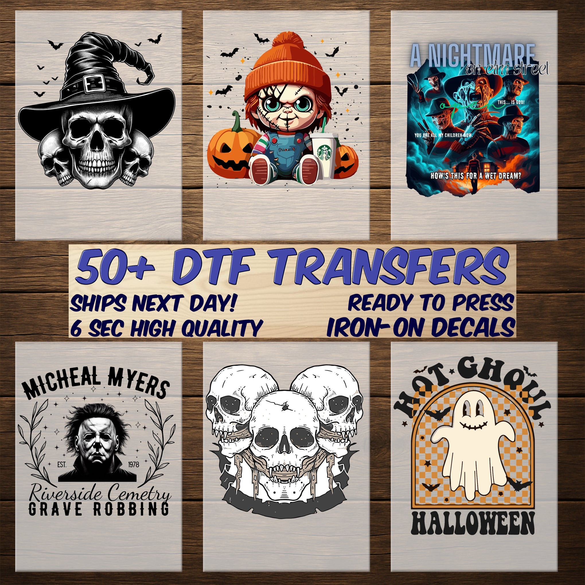 Spooky Gothic Halloween DTF Transfer for Whimsical Skeleton & Ghost Shirt - Ready to Press Iron-On for Fun Holiday Apparel