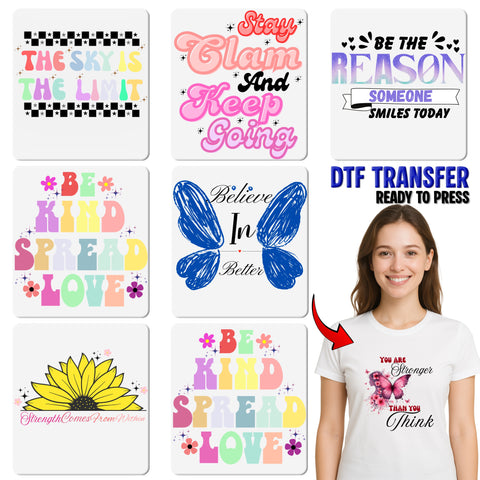 Retro Rainbow & Daisies Positive Affirmation DTF Transfer for LGBTQ Pride Shirt