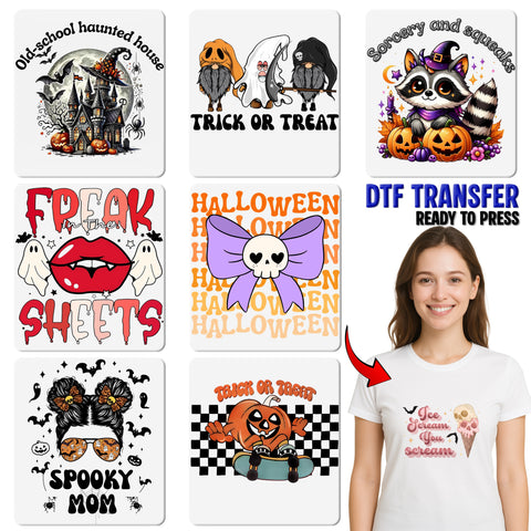 Playful Halloween Pumpkin DTF Transfer - Trick or Treat Skateboarding Design for Fun Apparel