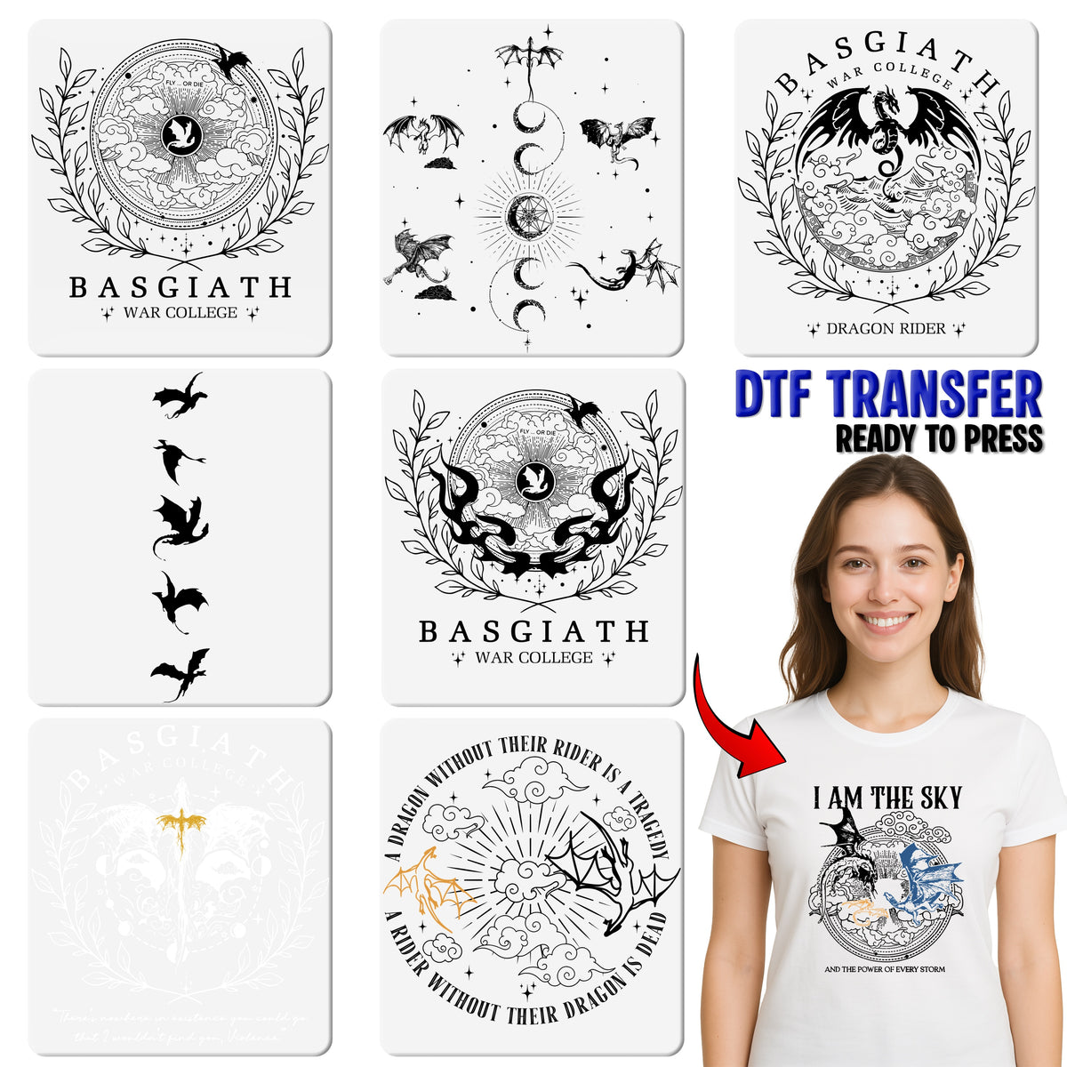 Cute Mama & Baby Dragon Iron-On DTF Transfer T-shirt - Ready To Press Fantasy Family Apparel Perfect for Mother's Day Gift