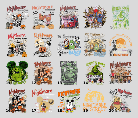 Cute Horror Character Halloween Mashup DTF Transfer Iron-On Ready To Press Nightmare T-shirt for Pop Culture Fans