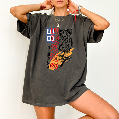 Bold Motivational BE SAVAGE DTF Transfer Empowerment Shirt Design for Fitness Enthusiasts & Entrepreneurs