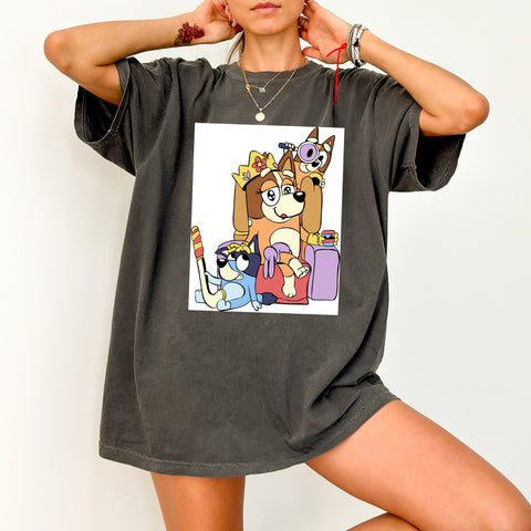 Cartoon Dog Family Fun DTF Transfer for Cute T-shirts & Apparel | Ready to Press Iron-On for Dog Lovers & Families