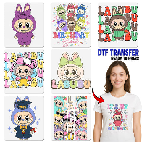 Cute Animal Bow DTF Transfer for Kids Apparel - Playful Cartoon Characters Ready To Press Iron-On Design for Group Celebrations