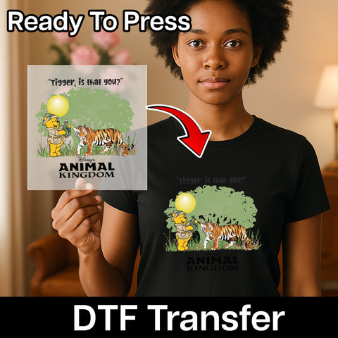 Cute Safari Adventure DTF Transfer | Jungle Theme Cute Animal Iron-On for Family Shirts | Ready to Press Nostalgic T-shirt