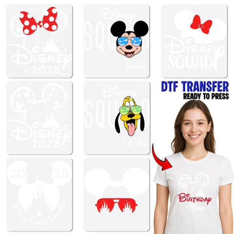 Magical Theme Park Birthday Boy DTF Transfer Ready To Press Iron-On Mouse Ears & Castle Design for Kids T-Shirt & Sweatshirt