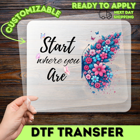 Boho Whimsical Floral Butterfly DTF Transfer for Women's Shirts & Apparel - Ready to Press Nature Lover Gift
