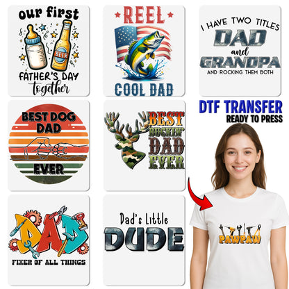 Patriotic Military Dad DTF Transfer Iron-On for Father's Day, Ready To Press Vintage American Theme Apparel Gift
