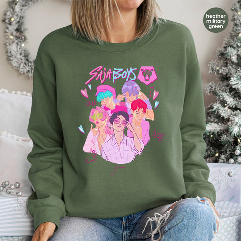 Cute K-pop Inspired Boy Band DTF Transfer for Youthful Pop Culture Apparel - Vibrant Iron-On for Shirts & Hoodies
