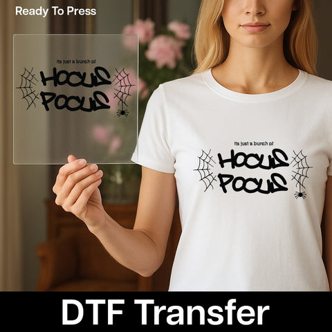 Hocus Pocus DTF Transfer Halloween Shirt Ready To Press Funny Witchy Humor Iron-On Apparel for Groups & Families