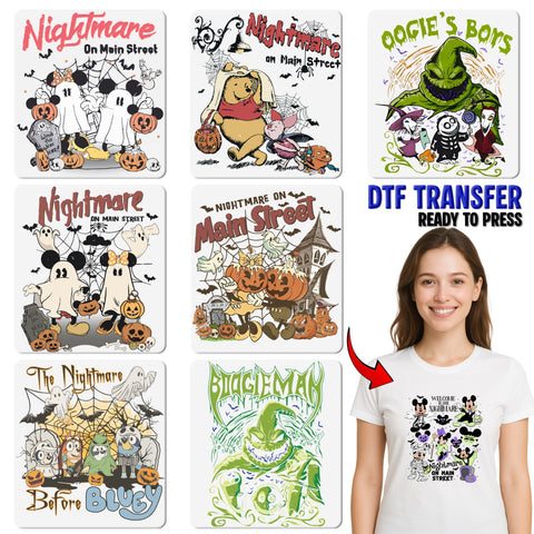 Spooky BOOGIE MAN Halloween DTF Transfer Iron-On for Gothic Tees, Horror Movie Group Apparel, Ready to Press Holiday Shirt