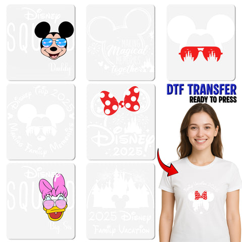 Disney Celebration 2025 Family Trip Shirt DTF Transfer with Fireworks & Mickey Ears Iron-On Ready to Press