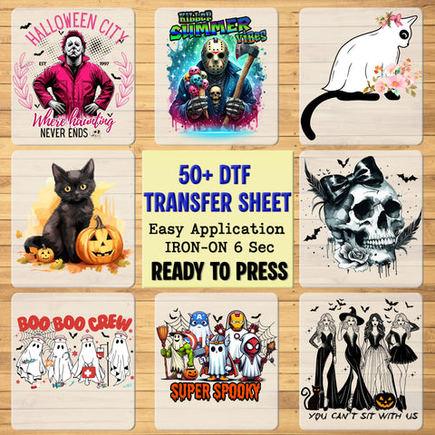 Iron-On Funny Halloween Pumpkin DTF Transfer Ready To Press for Trumpkin Fans T-Shirt or Sweatshirt Apparel
