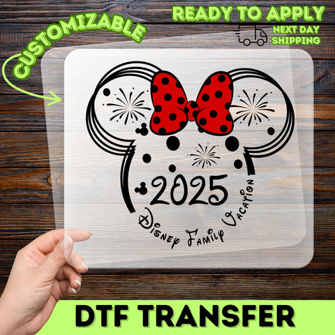Cute Polka Dot Bow DTF Transfer for Theme Park T-Shirts & Family Fun Apparel