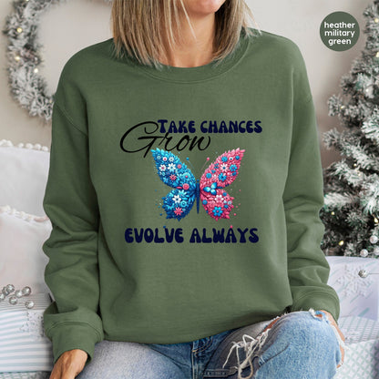 Whimsical Floral Butterfly Motivational DTF Transfer for Personal Growth Apparel & Nature Lover Shirts