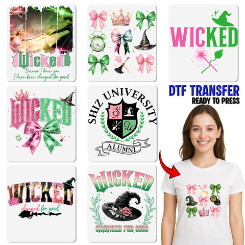 Witchy Fun Halloween DTF Transfer Iron-On for T-Shirt - Neon Playful Wicked Design Ready to Press for Group Halloween Parties
