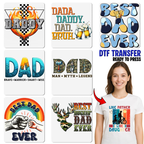 Cute Father's Day DTF Transfer, Ready to Press Iron-On for Dad's T-shirt, Heart Balloons, Rustic Retro Design, Wholesome Family Gift