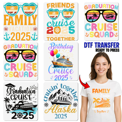 Birthday Cruise 2025 Celebration DTF Transfer for Fun Family & Friends T-Shirt, Ready to Press Vibrant Party Design Iron-On