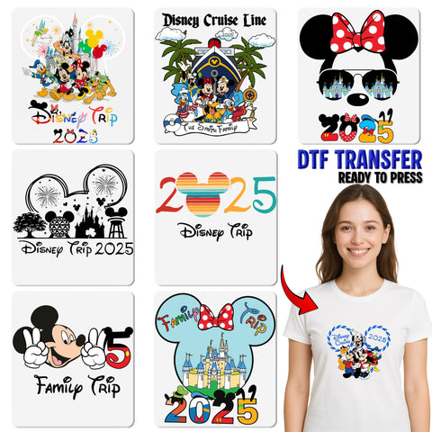 Family Cruise Adventure Cute Nautical DTF Transfer Iron-On Ready To Press Shirt Sweatshirt Customizable Tropical Vacation Apparel