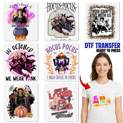 Funny Gothic Pumpkin Halloween DTF Transfer for Witch & Coffee Lover Shirt - Iron-On Ready to Press Skeleton Humor