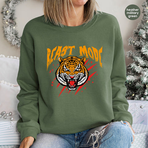 Beast Mode Tiger Edgy DTF Transfer for Gym Apparel - Motivational Fitness & Sports Team Iron-On