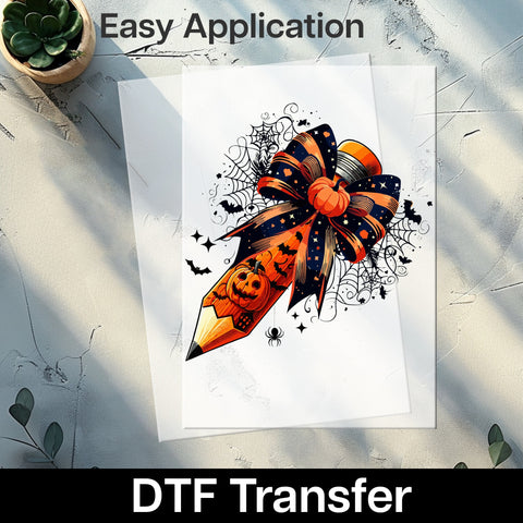 Cute Halloween Jack-o'-lantern & Bat DTF Transfer for Teachers T-shirt Ready to Press Fall Classroom Retro Design
