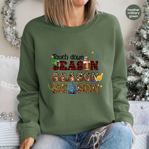 Festive Football & Christmas DTF Transfer, Cute Holiday Season Shirt Iron-On, Ready to Press for Family Gatherings & Fans
