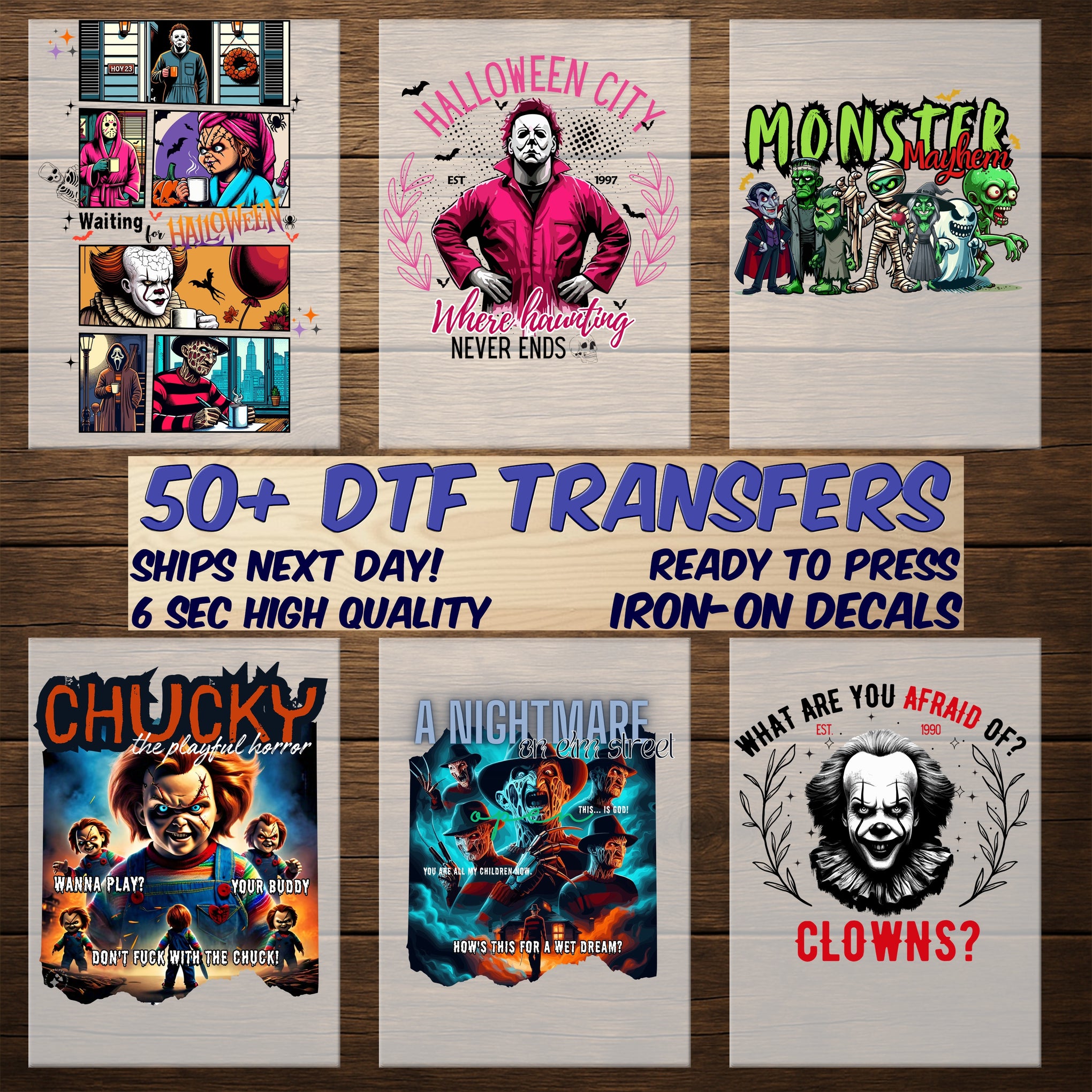 Halloween Skeleton Pumpkin Funny DTF Transfer Ready To Press Gothic Cartoon Iron-On for Fall Coffee Lover Apparel