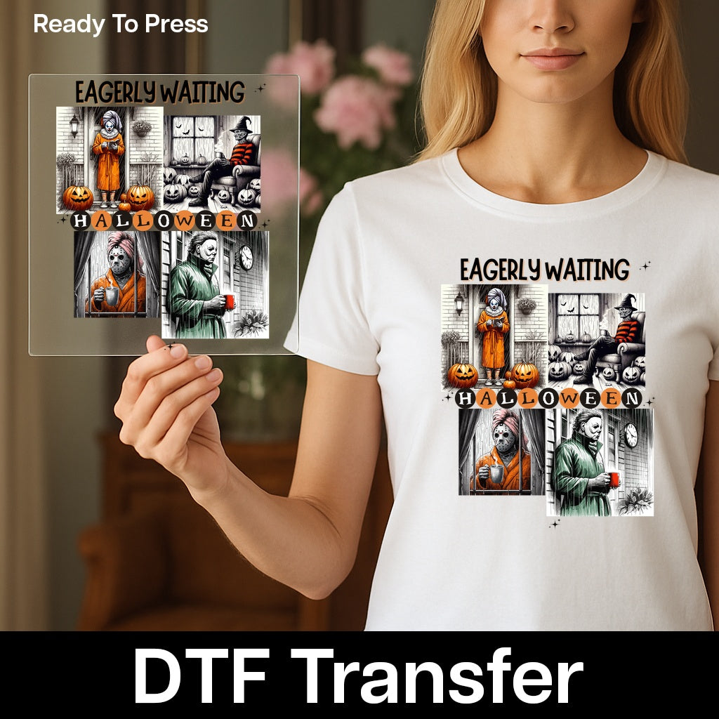 Funny Horror Movie Halloween DTF Transfer Ready To Press Iron-On for Gothic Retro Apparel & Halloween Enthusiasts