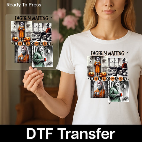 Funny Horror Movie Halloween DTF Transfer Ready To Press Iron-On for Gothic Retro Apparel & Halloween Enthusiasts