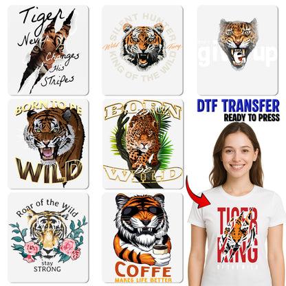 Wild Soul Tiger Face DTF Transfer for Adventure Apparel, Ready To Press Iron-On Wildlife Design for T-shirts & Outdoor Spirit Gear