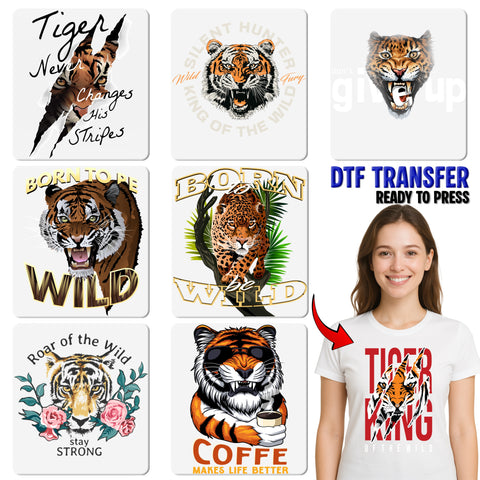 Wild Soul Tiger Face DTF Transfer for Adventure Apparel, Ready To Press Iron-On Wildlife Design for T-shirts & Outdoor Spirit Gear