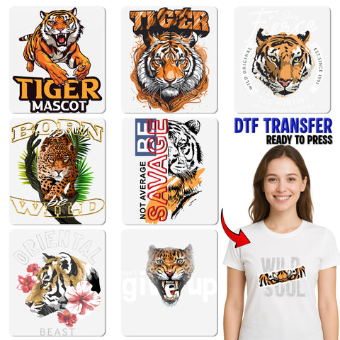 Tiger Wearing Sunglasses Coffee DTF Transfer Ready To Press Funny Coffee Lover T-Shirt Animal Humor Tee Gift